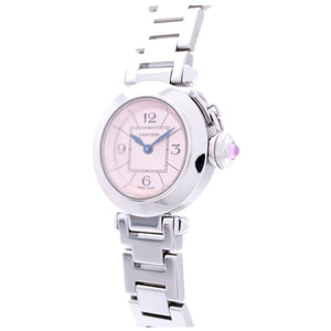 美品 カルティエ ミスパシャ W3140008 クオーツ 腕時計 ステンレススチール ピンク 0001【中古】CARTIER レディース