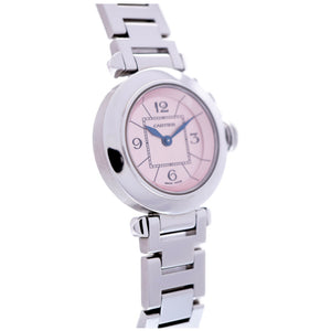 美品 カルティエ ミスパシャ W3140008 クオーツ 腕時計 ステンレススチール ピンク 0001【中古】CARTIER レディース