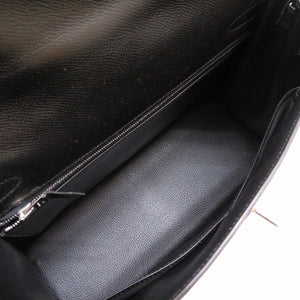 新品同様 エルメス ケリー32 外縫い リセ ブラック シルバー金具 新金具 V金具 □G刻印 ハンドバッグ バッグ 黒 0019 【中古】 HERMES