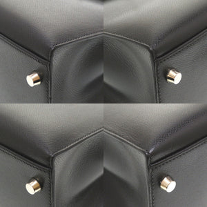 新品同様 エルメス ケリー32 外縫い リセ ブラック シルバー金具 新金具 V金具 □G刻印 ハンドバッグ バッグ 黒 0019 【中古】 HERMES