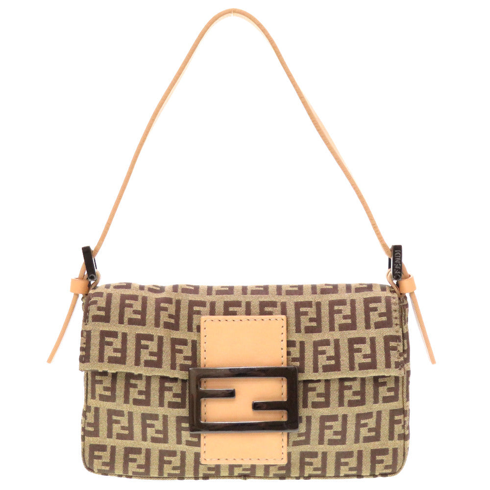 フェンディ ズッカ柄 ミニマンマバケット キャンバス レザー ベージュ ハンドバッグ 0023【中古】FENDI