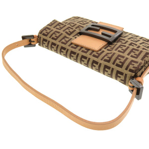 フェンディ ズッカ柄 ミニマンマバケット キャンバス レザー ベージュ ハンドバッグ 0023【中古】FENDI