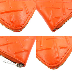 美品 ボッテガベネタ イントレチャート コンチネンタル レザー シルバー金具 オレンジ 長財布 0024【中古】BOTTEGA VENETA