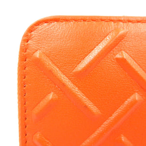 美品 ボッテガベネタ イントレチャート コンチネンタル レザー シルバー金具 オレンジ 長財布 0024【中古】BOTTEGA VENETA