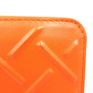 美品 ボッテガベネタ イントレチャート コンチネンタル レザー シルバー金具 オレンジ 長財布 0024【中古】BOTTEGA VENETA