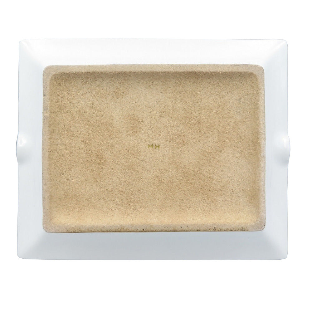 未使用 エルメス 馬 陶器 ライトブルー グリーン シルバー 灰皿 アッシュトレイ 0026【中古】HERMES