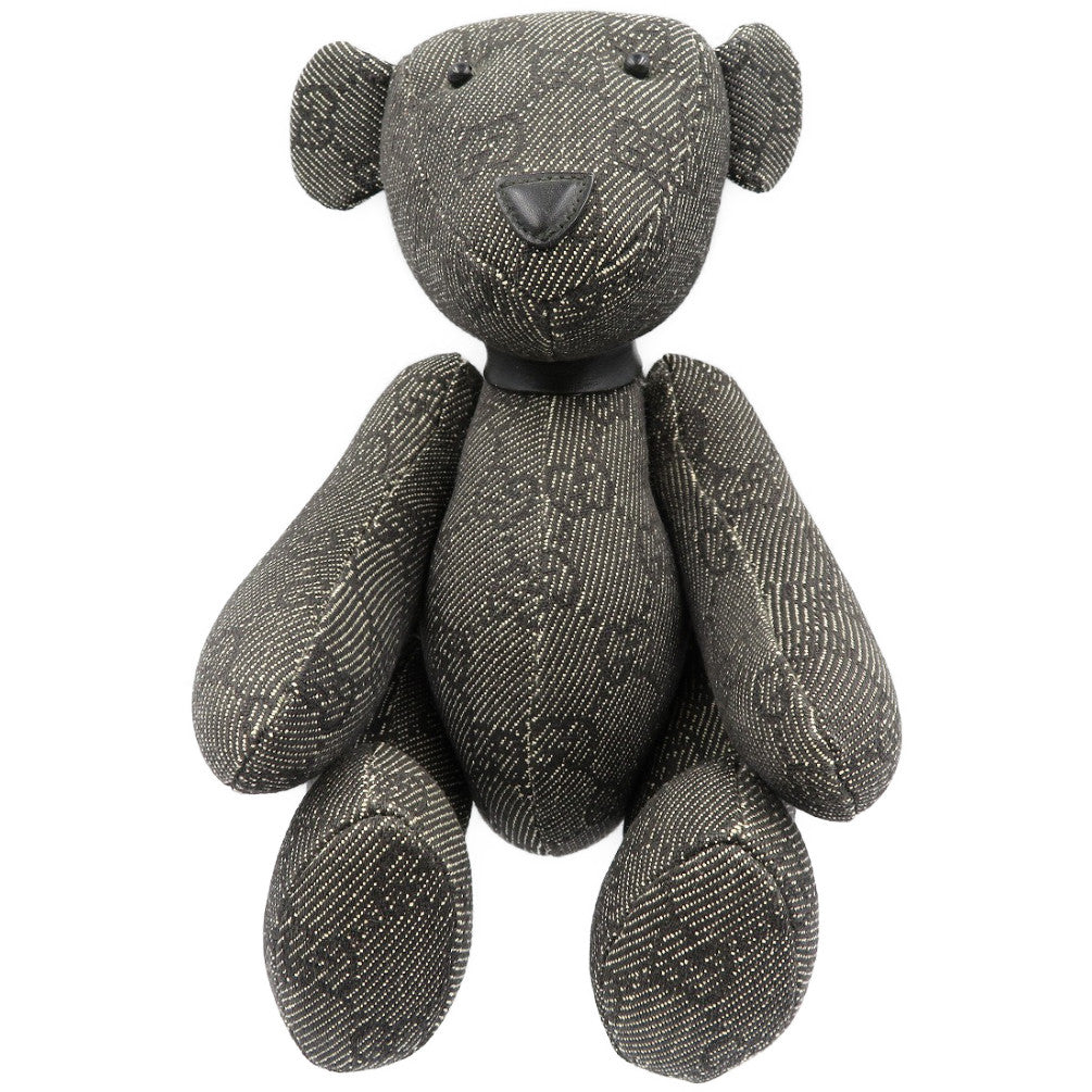 未使用 グッチ テディベア GGキャンバス グレー 首輪付き ぬいぐるみ 0027【中古】GUCCI