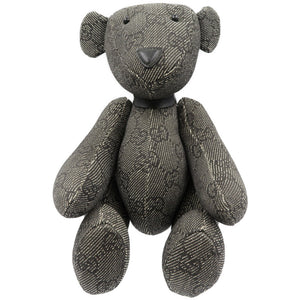 未使用 グッチ テディベア GGキャンバス グレー 首輪付き ぬいぐるみ 0027【中古】GUCCI