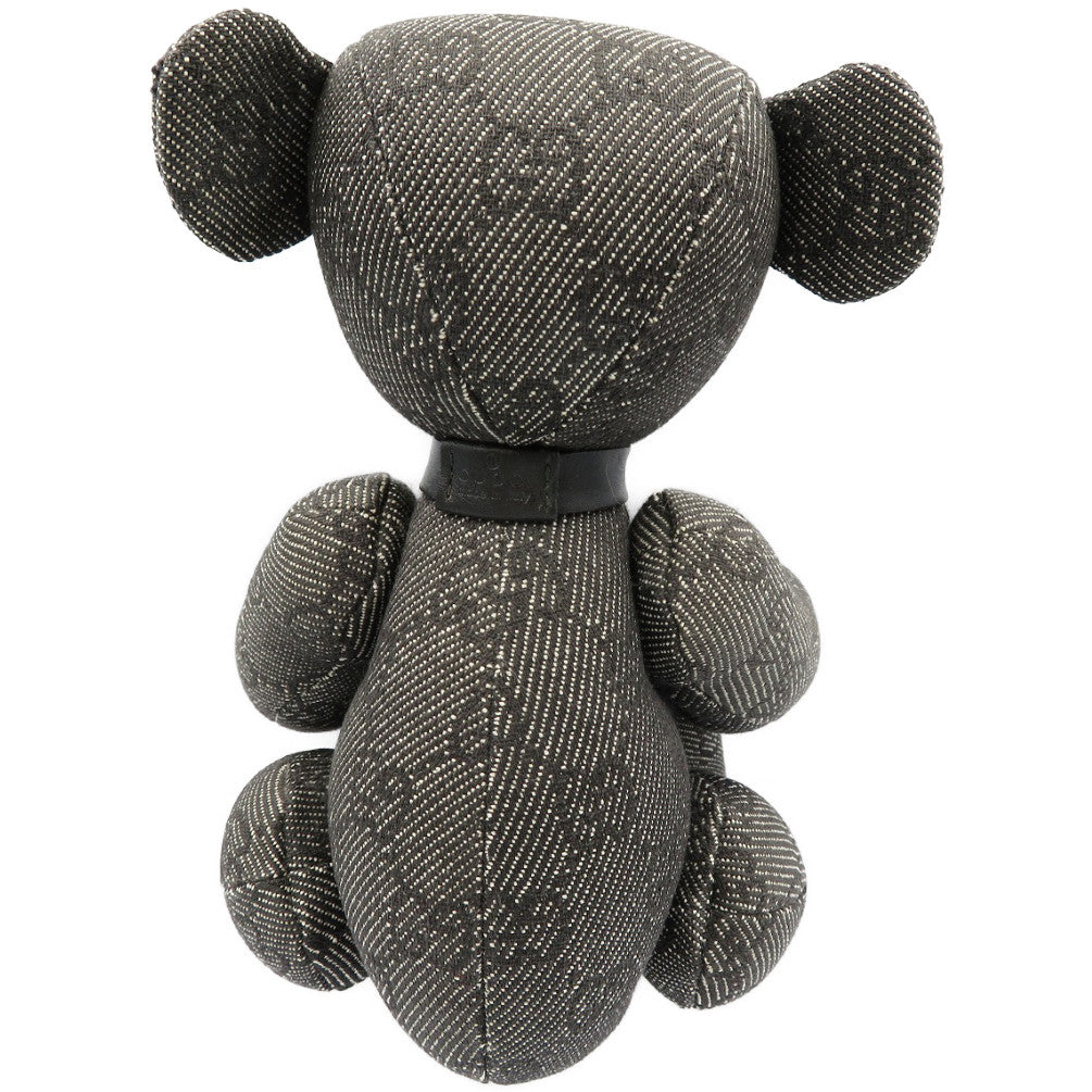 未使用 グッチ テディベア GGキャンバス グレー 首輪付き ぬいぐるみ 0027【中古】GUCCI