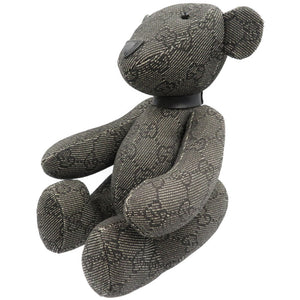 未使用 グッチ テディベア GGキャンバス グレー 首輪付き ぬいぐるみ 0027【中古】GUCCI