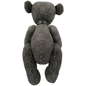 未使用 グッチ テディベア GGキャンバス グレー 首輪付き ぬいぐるみ 0027【中古】GUCCI