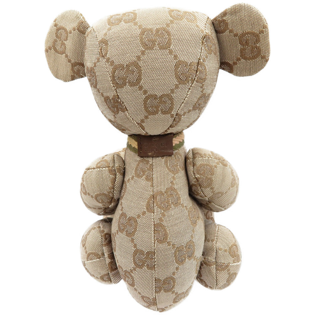 美品 グッチ テディベア GGキャンバス ベージュ 首輪付き ぬいぐるみ 0028【中古】GUCCI