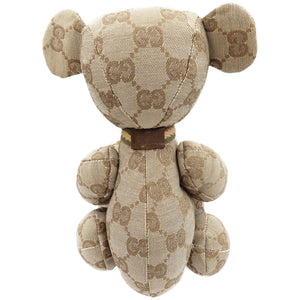美品 グッチ テディベア GGキャンバス ベージュ 首輪付き ぬいぐるみ 0028【中古】GUCCI