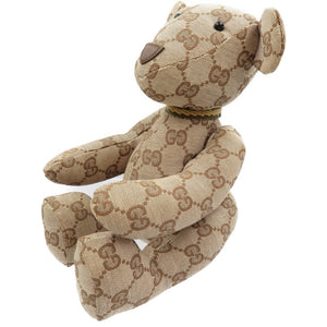 美品 グッチ テディベア GGキャンバス ベージュ 首輪付き ぬいぐるみ 0028【中古】GUCCI
