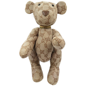 美品 グッチ テディベア GGキャンバス ベージュ 首輪付き ぬいぐるみ 0028【中古】GUCCI