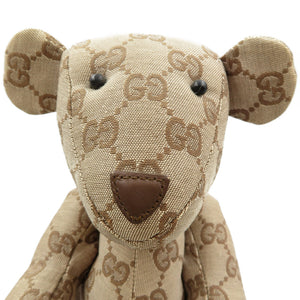 美品 グッチ テディベア GGキャンバス ベージュ 首輪付き ぬいぐるみ 0028【中古】GUCCI