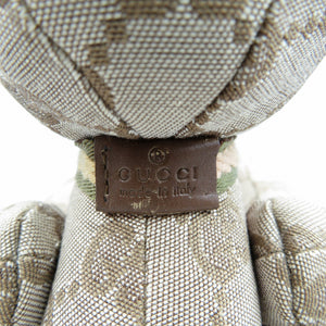 美品 グッチ テディベア GGキャンバス ベージュ 首輪付き ぬいぐるみ 0028【中古】GUCCI