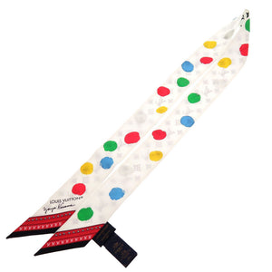 未使用 ルイ ヴィトン × 草間 彌生 LV × YK バンドーBB ペインティッド ドット M78284 ホワイト シルク スカーフ 白 0034 【中古】 LOUIS VUITTON × Yayoi Kusama