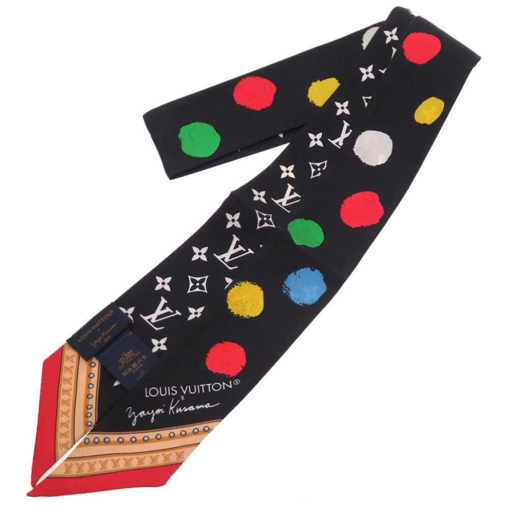 未使用 ルイ ヴィトン × 草間彌生 LV × YK バンドーBB ペインティッド ドット M78485 ブラック シルク スカーフ 黒 LV 0035 【中古】 LOUIS VUITTON × Yayoi Kusama