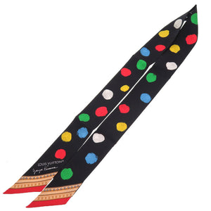 未使用 ルイ ヴィトン × 草間彌生 LV × YK バンドーBB ペインティッド ドット M78485 ブラック シルク スカーフ 黒 LV 0035 【中古】 LOUIS VUITTON × Yayoi Kusama