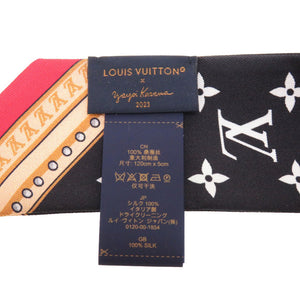 未使用 ルイ ヴィトン × 草間彌生 LV × YK バンドーBB ペインティッド ドット M78485 ブラック シルク スカーフ 黒 LV 0035 【中古】 LOUIS VUITTON × Yayoi Kusama