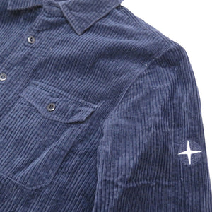 美品 ストーンアイランド コーデュロイ ポケット 長袖シャツ 731512111 サイズL ネイビー 紺 メンズ 0038【中古】STONE ISLAND