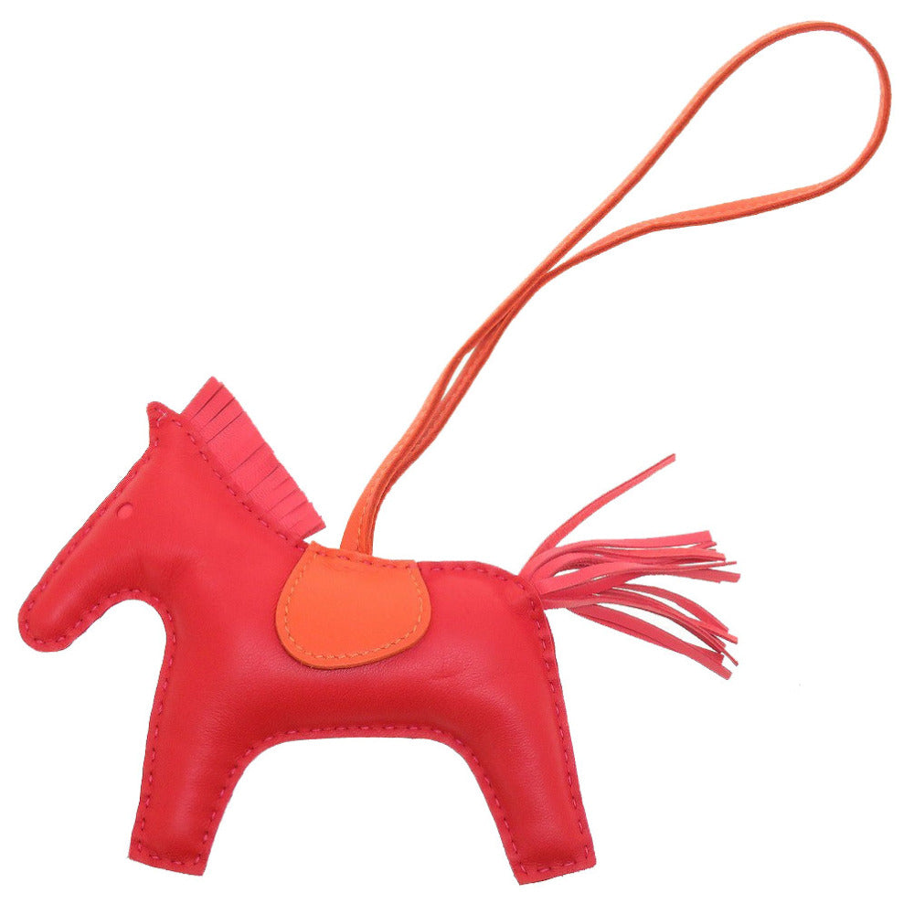 美品 エルメス ロデオMM アニューミロ ローズジャイプール ルージュインディアン オレンジ バッグチャーム キーホルダー 0041 【中古】 HERMES ロデオチャームMM