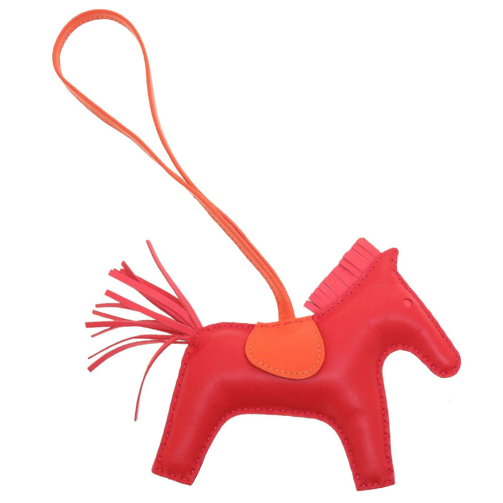 美品 エルメス ロデオMM アニューミロ ローズジャイプール ルージュインディアン オレンジ バッグチャーム キーホルダー 0041 【中古】 HERMES ロデオチャームMM