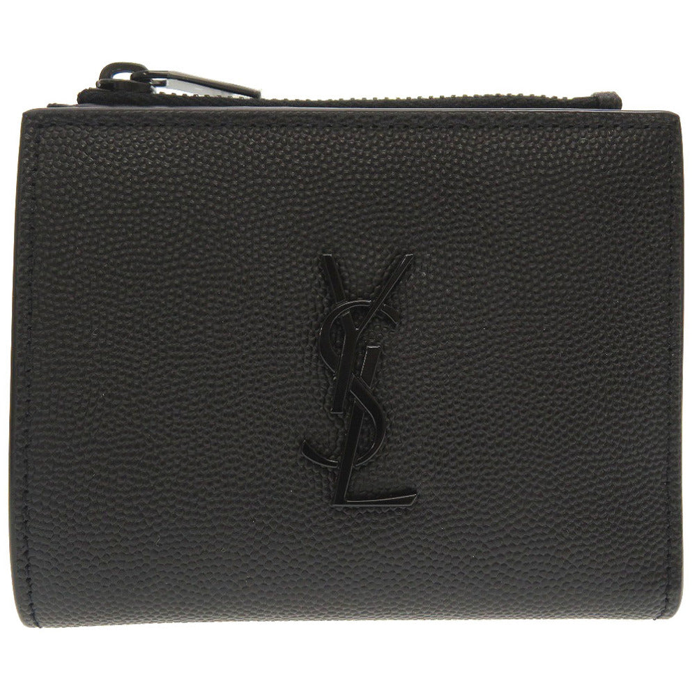 未使用 サンローランパリ 575726 レザー ブラック 黒 2つ折り財布 財布 0043【中古】SAINT LAURENT PARIS