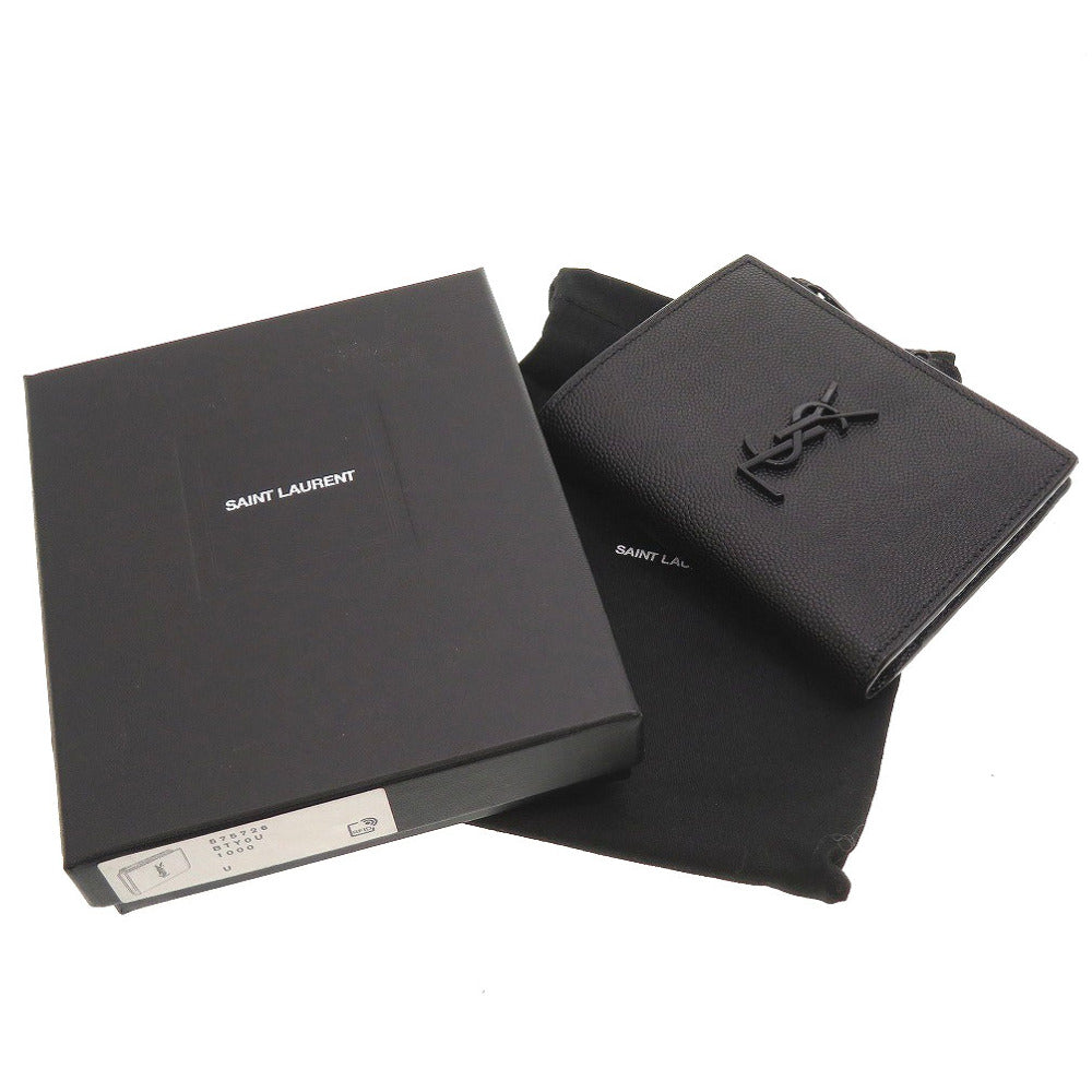 未使用 サンローランパリ 575726 レザー ブラック 黒 2つ折り財布 財布 0043【中古】SAINT LAURENT PARIS