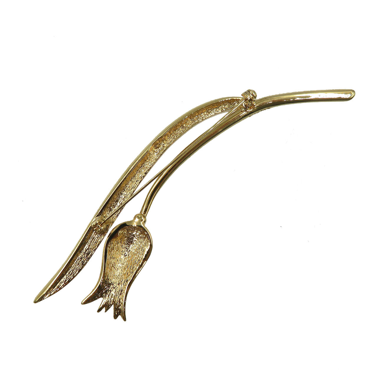 新品同様 クリスチャンディオール チューリップ GP ラインストーン ゴールド ブローチ 0050【中古】Christian Dior