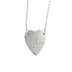 美品 グッチ トレードマーク ハート シルバー925 ペンダント ネックレス 0051【中古】GUCCI