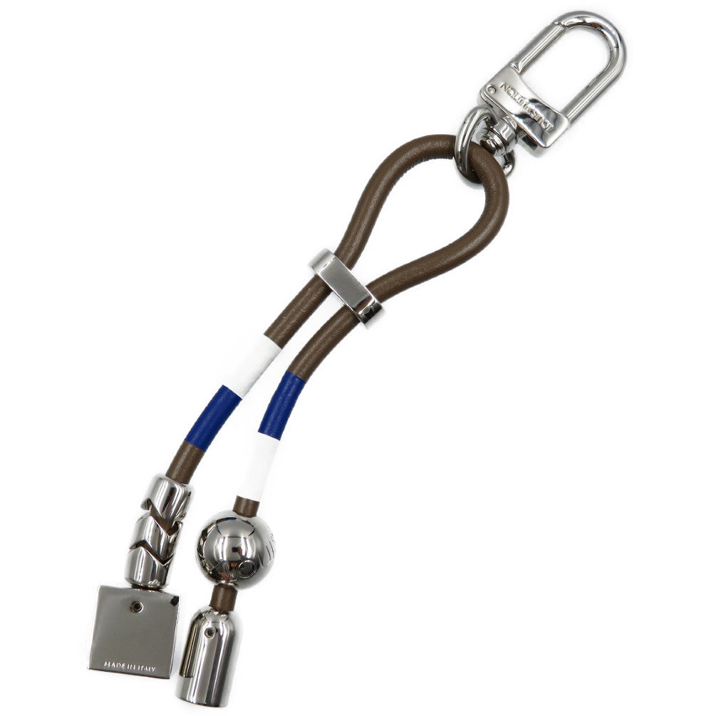 新品同様 ルイヴィトン コーテッジ MP1685 レザー メタル シルバー金具 グレー ブルー ホワイト チャーム キーホルダー 0055【中古】LOUIS VUITTON