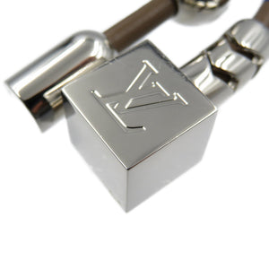 新品同様 ルイヴィトン コーテッジ MP1685 レザー メタル シルバー金具 グレー ブルー ホワイト チャーム キーホルダー 0055【中古】LOUIS VUITTON