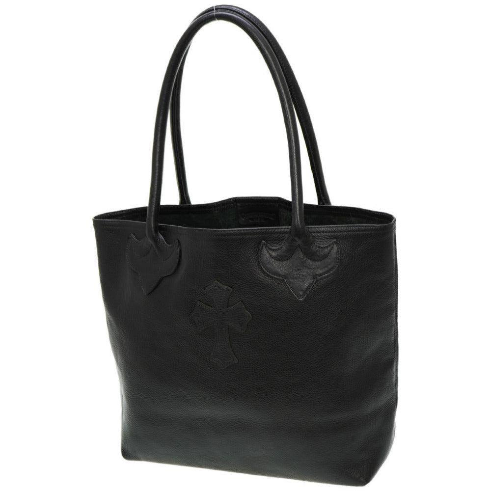 美品 クロムハーツ FSトート バッグ クロスパッチ レザー ブラック 黒 0060【中古】CHROME HEARTS