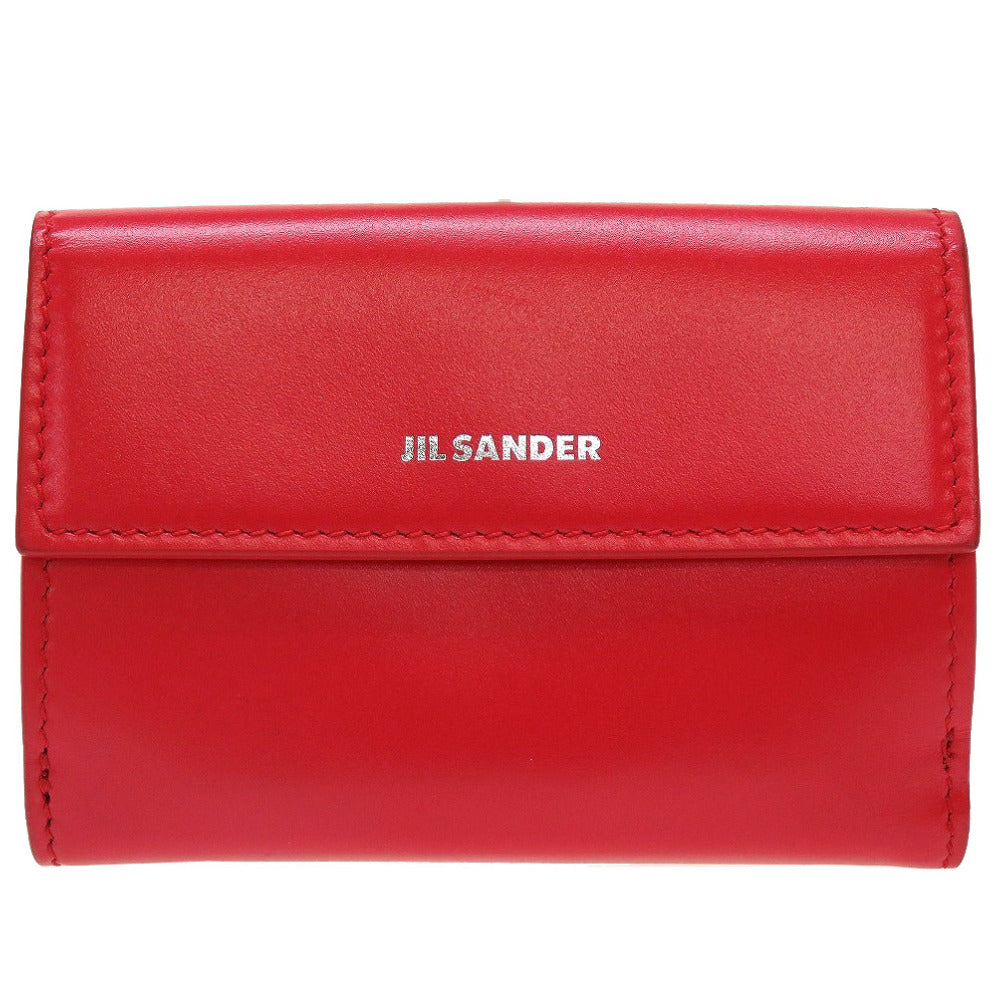 美品 ジルサンダー コンパクトウォレット JSPQ840021 レザー レッド 赤 3つ折り財布 財布 0066【中古】JILSANDER