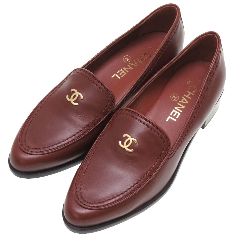 未使用 シャネル ローファー ココマーク G36717 レザー ボルドー シューズ 靴 0070 【中古】 CHANEL レディース