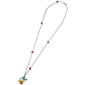 美品 グッチ ディズニー ドナルドダック ローズ シルバー925 エナメル シルバー ネックレス 0080【中古】GUCCI