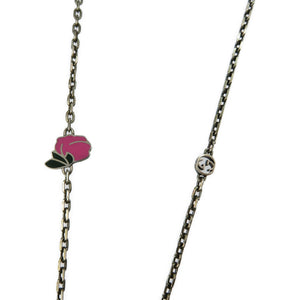 美品 グッチ ディズニー ドナルドダック ローズ シルバー925 エナメル シルバー ネックレス 0080【中古】GUCCI