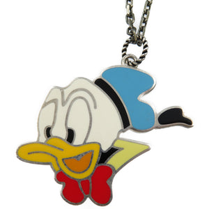 美品 グッチ ディズニー ドナルドダック ローズ シルバー925 エナメル シルバー ネックレス 0080【中古】GUCCI