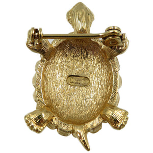 新品同様 クリスチャンディオール 亀 GP ラインストーン ゴールド ブラック ブローチ 0081【中古】Christian Dior