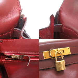 エルメス ケリー28 内縫い ボックスカーフ ルージュアッシュ ゴールド金具 □A刻印 ハンドバッグ バッグ 0082 【中古】 HERMES
