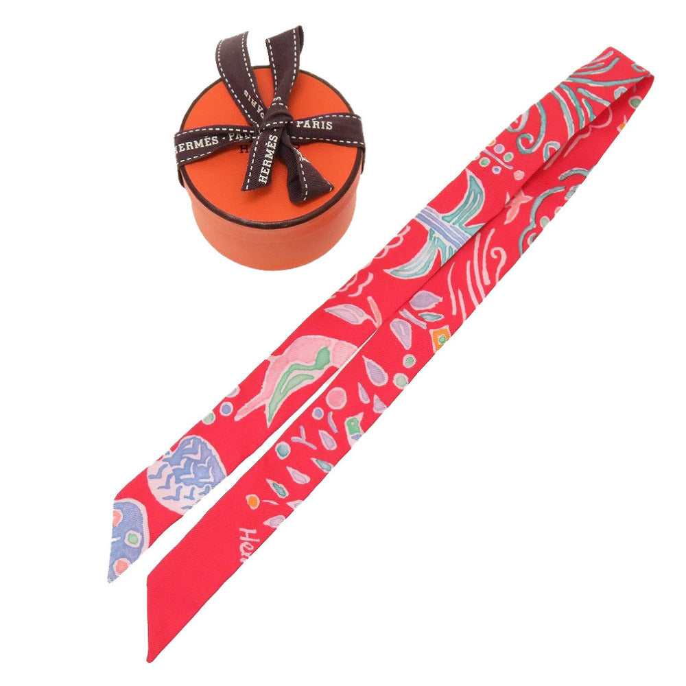 新品同様 エルメス ツイリー ドール ISOLA DI PRIMAVERA 春の島 シルク レッド 赤 スカーフ 0089【中古】HERMES