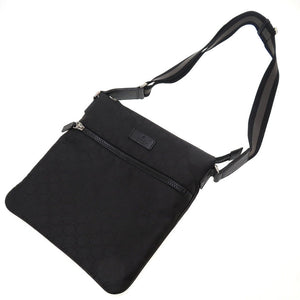 新品同様 グッチ GGナイロン 509639 レザー ブラック 黒 ショルダーバッグ メンズ 0090【中古】GUCCI