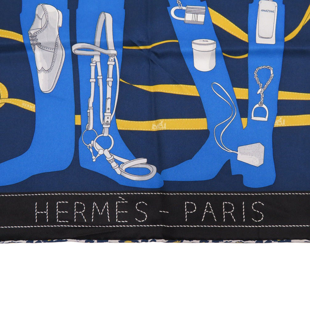 美品 エルメス カレ70 ムッシュ&マダム Monsieur et Madame シルク ブルー スカーフ 青 0091 【中古】 HERMES