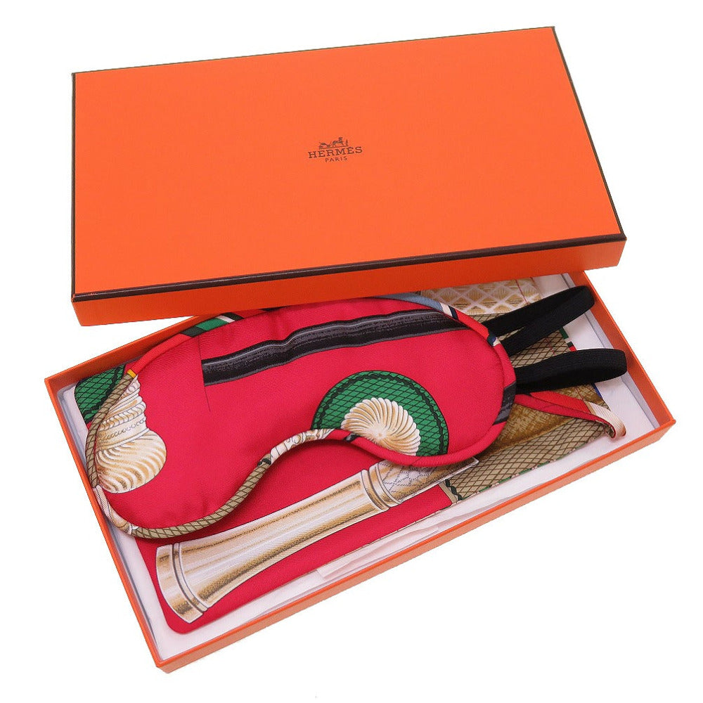 新品同様 エルメス ノベルティ シルク レッド 赤 アイマスク 0095【中古】HERMES