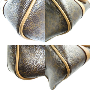 セリーヌ ヴィンテージ マカダム M15/2 PVC レザー ブラウン ベージュ ハンドバッグ ミニボストンバッグ 0003【中古】CELINE