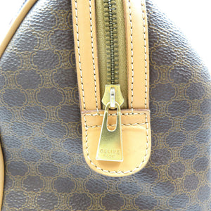 セリーヌ ヴィンテージ マカダム M15/2 PVC レザー ブラウン ベージュ ハンドバッグ ミニボストンバッグ 0003【中古】CELINE