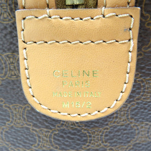 セリーヌ ヴィンテージ マカダム M15/2 PVC レザー ブラウン ベージュ ハンドバッグ ミニボストンバッグ 0003【中古】CELINE