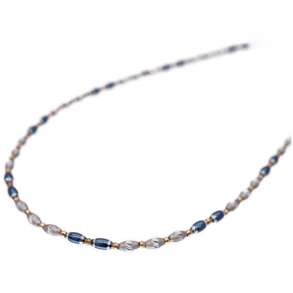 新品同様 イオン ネックレス オリオン K18YG/Pt850 ネックレス K18ゴールド プラチナ ブルー 0011【中古】ジュエリー レディース